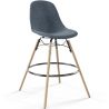 Buy Velvet Bar Stool - Scandinavian Design and Wooden Legs - Lumi Dark grey 61596 in the United Kingdom