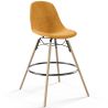 Buy Velvet Bar Stool - Scandinavian Design and Wooden Legs - Lumi Mustard 61596 home delivery