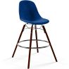 Buy Velvet Bar Stool - Scandinavian Design and Dark Wood Legs - Lumi Dark blue 61598 in the United Kingdom