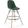 Buy Velvet Bar Stool - Scandinavian Design and Wooden Legs - Lumi Dark green 61596 - prices