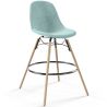 Buy Velvet Bar Stool - Scandinavian Design and Wooden Legs - Lumi Pastel blue 61596 - in the UK