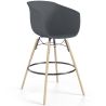 Buy Bar Stool - Scandinavian Style - Natural Wood Legs - Miscel Dark grey 61732 - in the UK