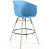 Buy Bar Stool - Scandinavian Style - Natural Wood Legs - Miscel Blue 61732 - in the UK