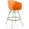 Buy Bar Stool - Scandinavian Style - Natural Wood Legs - Miscel Orange 61732 with a guarantee