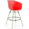 Buy Bar Stool - Scandinavian Style - Natural Wood Legs - Miscel Red 61732 home delivery