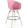 Buy Bar Stool - Scandinavian Style - Natural Wood Legs - Miscel Pink 61732 in the United Kingdom