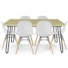 Buy Set Table Hairpin (90x150 cm) + 6 Dining Chairs Nordic Lumi White 61752 - in the UK