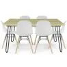 Buy Set Table Hairpin (90x150 cm) + 6 Dining Chairs Nordic Lumi White 61752 - in the UK