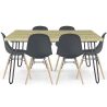 Buy Set Table Hairpin (90x150 cm) + 6 Dining Chairs Nordic Lumi Dark grey 61752 in the United Kingdom
