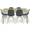 Buy Set Table Hairpin (90x150 cm) + 6 Dining Chairs Nordic Lumi Dark grey 61752 in the United Kingdom
