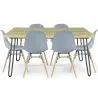 Buy Set Table Hairpin (90x150 cm) + 6 Dining Chairs Nordic Lumi Light grey 61752 home delivery