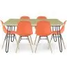 Buy Set Table Hairpin (90x150 cm) + 6 Dining Chairs Nordic Lumi Orange 61752 - in the UK