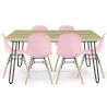 Buy Set Table Hairpin (90x150 cm) + 6 Dining Chairs Nordic Lumi Pastel pink 61752 in the United Kingdom