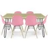 Buy Set Table Hairpin (90x150 cm) + 6 Dining Chairs Nordic Lumi Pink 61752 in the United Kingdom