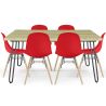 Buy Set Table Hairpin (90x150 cm) + 6 Dining Chairs Nordic Lumi Red 61752 - in the UK