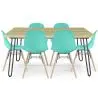 Buy Set Table Hairpin (90x150 cm) + 6 Dining Chairs Nordic Lumi Turquoise 61752 with a guarantee