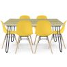Buy Set Table Hairpin (90x150 cm) + 6 Dining Chairs Nordic Lumi Yellow 61752 at MyFaktory