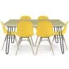 Buy Set Table Hairpin (90x150 cm) + 6 Dining Chairs Nordic Lumi Yellow 61752 - in the UK