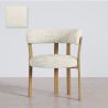Buy Living room armchair with armrests upholstered in Chenille – Oak-effect legs – Ergonomic and modern design – Essentia Ivory 61788 - prices