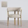 Buy Living room armchair with armrests upholstered in Chenille – Oak-effect legs – Ergonomic and modern design – Essentia Cream 61788 - in the UK