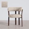 Buy Living room armchair with armrests upholstered in Chenille – Dark wood-effect legs – Ergonomic and modern design – Essentia Cream 61789 - in the UK