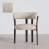 Buy Living room armchair with armrests upholstered in Chenille – Dark wood-effect legs – Ergonomic and modern design – Essentia Cream 61789 - in the UK