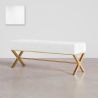 Buy Bench Upholstered In Velvet Fabric With Golden Metal Frame - Nivren White 61764 - in the UK
