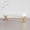 Buy Bench Upholstered In Velvet Fabric With Golden Metal Frame - Nivren White 61764 - in the UK