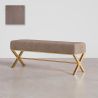 Buy Bench Upholstered In Velvet Fabric With Golden Metal Frame - Nivren Taupe 61764 - prices