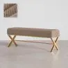 Buy Bench Upholstered In Velvet Fabric With Golden Metal Frame - Nivren Taupe 61764 - prices