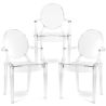 Buy Pack of 3 Transparent Dining Chair - Armrest Design - Louis King Transparent 61826 - in the UK