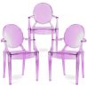 Buy Pack of 3 Transparent Dining Chair - Armrest Design - Louis King Purple transparent 61826 in the United Kingdom