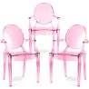 Buy Pack of 3 Transparent Dining Chair - Armrest Design - Louis King Pink transparent 61826 - in the UK