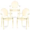 Buy Pack of 3 Transparent Dining Chair - Armrest Design - Louis King Amber 61826 in the United Kingdom