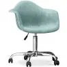 Buy Swivel Velvet Upholstered Office Chair with Wheels - Loy Pastel blue 60479 in the United Kingdom