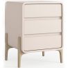 Buy Modern Scandi nightstand covered in faux leather with 3 drawers and natural wood legs - Barel Cream 61827 - in the UK