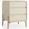 Buy Modern Scandi nightstand covered in faux leather with 3 drawers and natural wood legs - Barel Taupe 61827 - prices