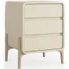 Buy Modern Scandi nightstand covered in faux leather with 3 drawers and natural wood legs - Barel Taupe 61827 - prices