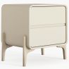 Buy Modern Scandi nightstand covered in faux leather with 2 drawers and natural wood legs - Barel Taupe 61796 - prices