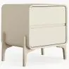 Buy Modern Scandi nightstand covered in faux leather with 2 drawers and natural wood legs - Barel Taupe 61796 - prices