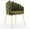 Buy Dining Chair Shell-Style in Velvet - Golden Legs - Exotic Glam Olive 61593 in the United Kingdom