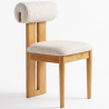 Buy Chair Chenille Upholstered - Light Natural Rubber Wood Frame - Taroj Beige 61874 - in the UK
