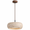 Buy Ceiling light pendant - Wood & travertine - Leonore Beige 61881 - in the UK