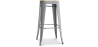 Buy Bistrot Metalix style stool - 76cm  - Metal and Light Wood Light grey 59704 in the United Kingdom