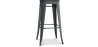 Buy Bistrot Metalix style stool - 76cm - Metal and dark wood Dark grey 59697 at MyFaktory