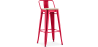 Buy Bistrot Metalix style bar stool with small backrest - 76 cm - Metal and Light Wood Red 59694 - in the UK