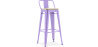 Buy Bistrot Metalix style bar stool with small backrest - 76 cm - Metal and Light Wood Pastel Purple 59694 with a guarantee
