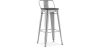 Buy Bistrot Metalix style bar stool with small backrest - Metal and dark wood - 76 cm Steel 59693 - in the UK
