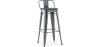 Buy Bistrot Metalix style bar stool with small backrest - Metal and dark wood - 76 cm Industriel 59693 - prices