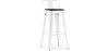 Buy Bistrot Metalix style bar stool with small backrest - Metal and dark wood - 76 cm White 59693 - in the UK